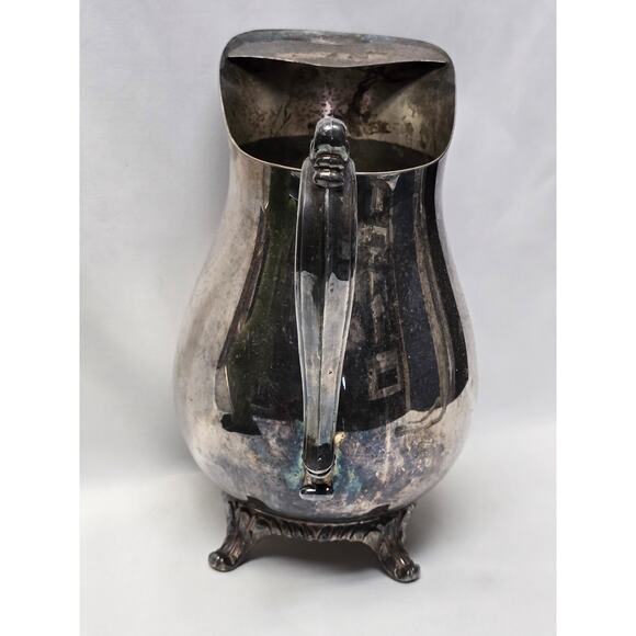 Vintage Silver Plated WM Rogers 817 Footed Ice Guard Water Beverage Pitcher - Picture 2 of 12